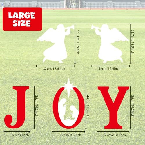 5 Pcs Joy Nativity Scene Decorations, Religious Xmas Yard Sign with Stake, Angels Christmas Decorations for Home Gatherings, Festival Celebrations, Wedding Decor