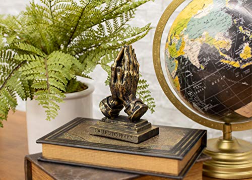 Dicksons Called to Pray Praying Hands 5 x 3.25 Antique Bronzetone Resin Stone Table Figurine - style: Called To Pray Praying Hands