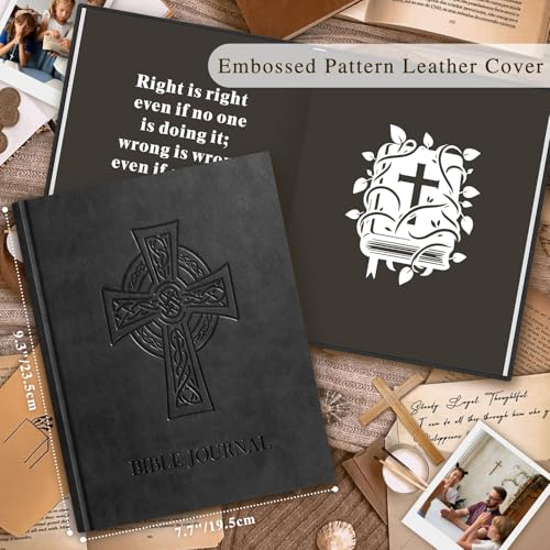 Lanpn Christian Bible Prayer Journal for Men, 91 Days Daily Devotional Journals, Bible Study Notebook with Scripture Verse for Church Pray Notes, Religious Faith Gifts, Black Leather Hardcover - color: Black