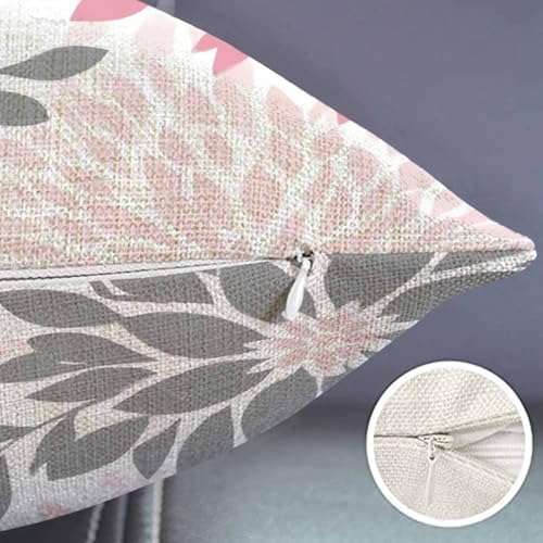 Smooffly Dahlia Flower Throw Pillow Case Cover Abstract Elegant Floral Petal Pink Grey and White Decorative Cotton Linen Oblong Rectangle Cushion Covers Pillowcase Couch Sofa Bed Men,Women 12x20 Inch - color: Md024
