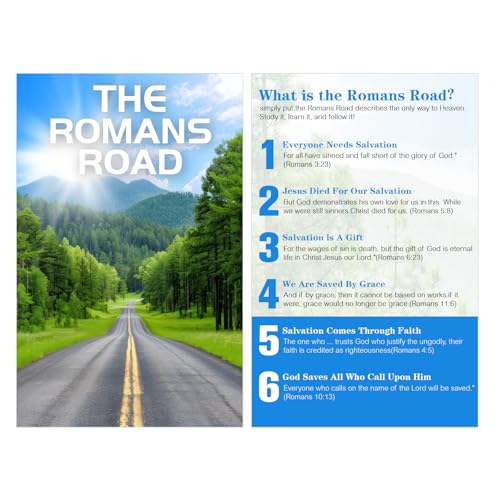 THE ROMANS ROAD Pocket Scripture Cards,Mini Gospel Tract Card Plan of Salvation Cards Christian Inspirational Bible Verses Cards Prayer Postcards - color: THE ROMANS ROAD