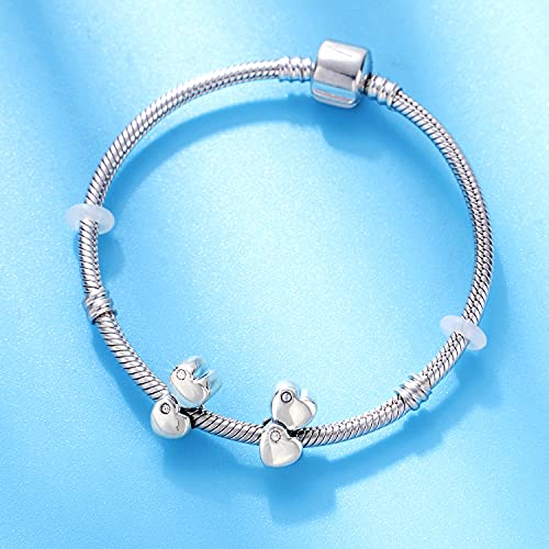 GEMDAZZ Religious Series Charm 925 Sterling Silver Chinese Yin Yang,Keep Faith Cross Dice Charms Beads Fit Men Women Bracelet Gift for Christmas/Mothers Day - color: Double Heart Charm