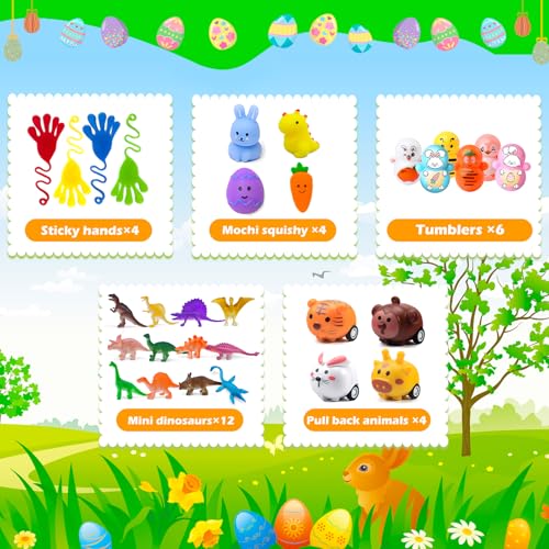 GOAUS Easter Egg Fillers Party Favors for Kids, 60 Pcs Small Toys Prizes Bulk, Goodie Bags Stuffers, Treasure Box Toys for Classroom, Prize Box Birthday Goody Bag - style: 60 toys