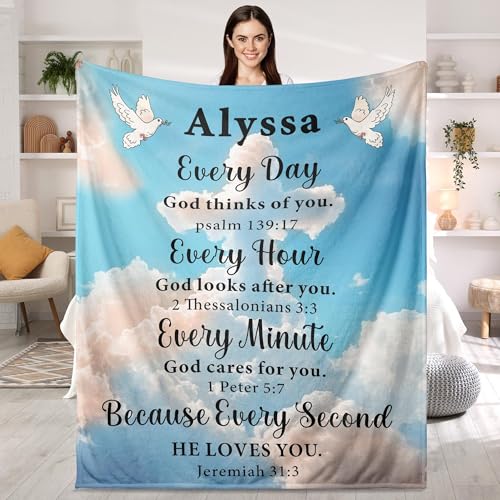 Customized Baby Blankets For Boys, First Communion Blanket, Custom Name Bible Verses Blanket, Personalized Gifts For Daughter Son, Religion Baptism Gift For Women Girl Boy Men, Newborn Christmas Blan - color: #Ver18