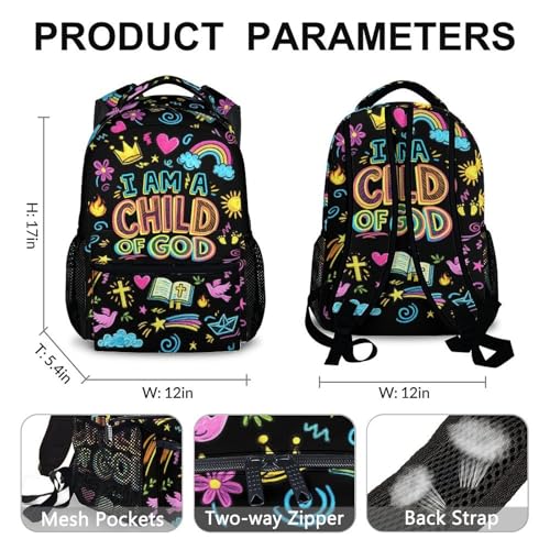 Kids Backpack for Children Student, School Backpacks with I am a Child of God for Girls Boys Bookbag for Kindergarten Primary - color: Orange