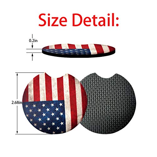 2 Pack Car Coasters for Drinks Absorbent - 2.75 Inch Cute Car Cup Holder Coasters for Women, Removable Cup Holder Coaster for Your Car, Car Interior Accessories for Women & Girls (Red Flag) - color: Red Flag