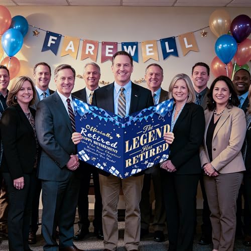Large Retirement Card Signing, Big Giant Retirement Guest Book, Blue Gold - style: Retirement-Blue Gold