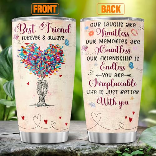 Tumbler 20 Oz With Lid And Straw, Best Friend Friendship, Holiday and Christmas Gifts, For Women Tumblers - color: Best Friend