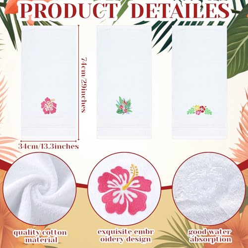 SmoothNovelty 3 Pcs Hawaiian Floral Hand Towels for Bathroom 13.3" x 29.5" - color: Hawaii, size: 13.3 x 29.5 inches