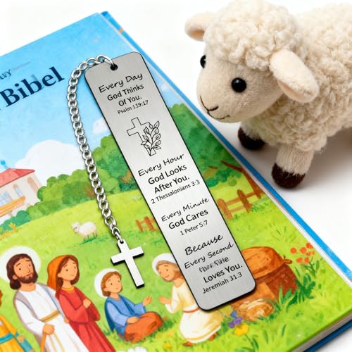 Bible Verse Bookmark with Cross Charm - Christian Gifts for Women Men - Inspirational Religious Gift for Baptism, First Communion, Graduation - Every Day God Thinks of You - style: BM027 Psalm 139:17 Every Day God Thinks of You