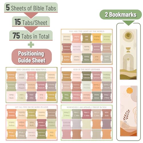 Mr. Pen- Bible Tabs, 75 Tabs, 2 Bookmarks, Boho Style - color: Boho With 2 Bookmark