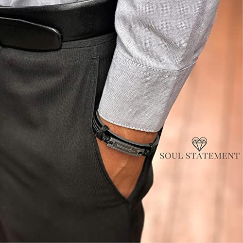 Engraved Leather Adjustable Bracelet for Men & Teens, Inspirational, Christian, Confirmation Gift for Teenagers