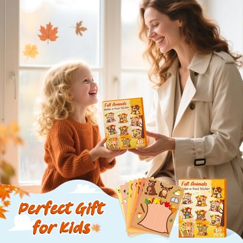 CY2SIDE 40PCS Fall Woodland Animal Make-a-Face Sticker Sheet for Kids - style: Fall Animal