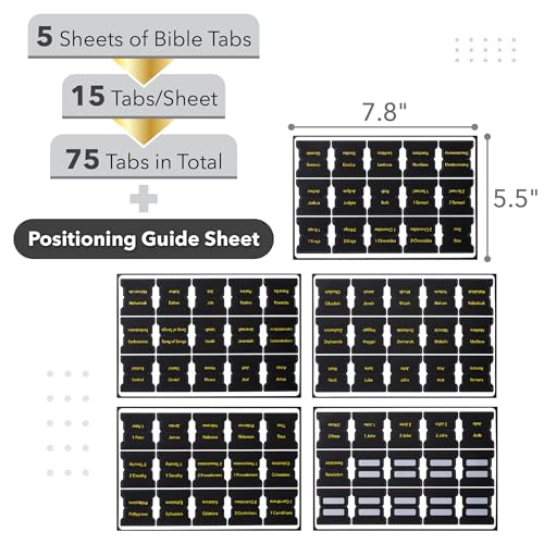 Mr. Pen- Laminated Bible Tabs, 75 pcs, Black, Gold Foil Embossed Lettering - color: Black (Gold Foil Lettering)