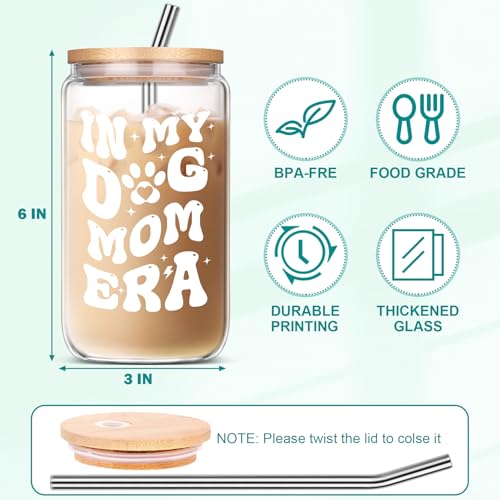 Funny Gifts for Women Birthday Christmas Mothers Day Gifts for Dog Mom Best Friends Girlfriend Sisters Coworker Glass Cup - color: DOG MOM
