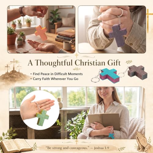 Kenning 12 Pcs Christian Clicker Keychain 3D Fidget Toy - style: Gradient Cross