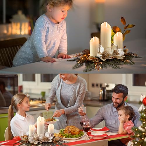 Cindeer Christmas Centerpiece 30 Inch LED Candle Holder, Gold - style: Gold