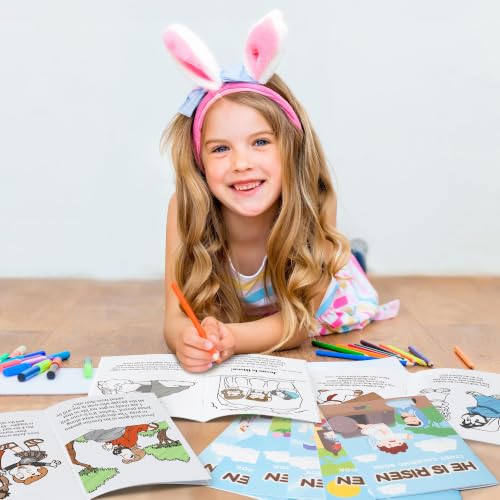 Bulk Easter Coloring Books, 24Pcs He is Risen Mini Drawing Booklet for Kids - style: Easter Story