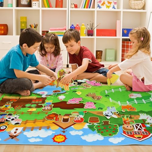 Dr.Rapeti 43x28 inch Felt Story Board Set, 41Pcs Animals Flannel Board