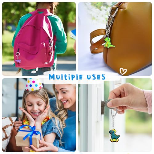 Cute Keychain Bulk,Cute Key Chain for Car Keys Purse Bag Rewards - color: Dinosaur-30