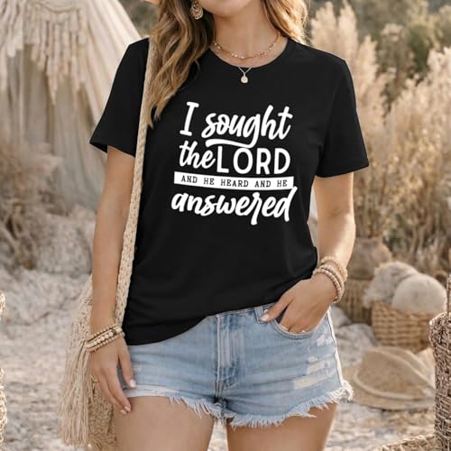 Christian Shirts for Women Bible Verse Jesus Faith Religious T Shirts God Lord Inspirational Graphic Tee Tops - color: Black, size: Large