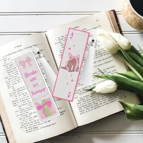 Pink Bow Diamond Art Bookmarks, Diamond Painting Book Marks for Adults - style: Pink Bow