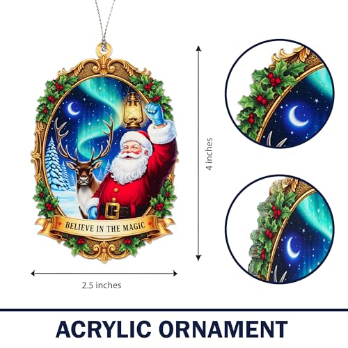 Funny Santa Claus Aurora Sky Christmas Decorations, Christmas Ornaments 2026, Hanging Santa Ornament Decor for Tree or Window, White Elephant Gifts for Adults, Holiday Xmas Tree Decor - color: Santa 2