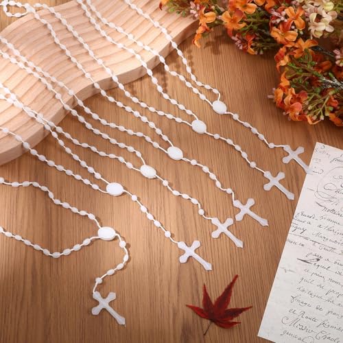 50 Pcs Glow in the Dark Rosary Beads, 17 Inch White Plastic Rosary Catolico - color: White
