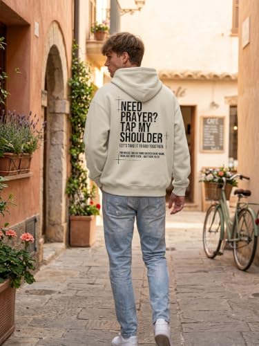 Eatbook Christian Hoodies for Men Faith Over Fear Cross Graphic Hoodie - color: Apricot1, size: X-Large