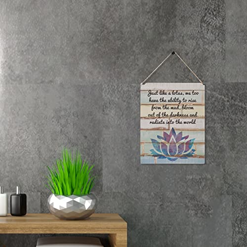 Qious Inspirational Gift Signs Just Like a Lotus We Too Have the Ability to Rise Wooden Hanging Sign Rustic Wall Art Home Decoration 10 x 8 Inches… - color: wetoo