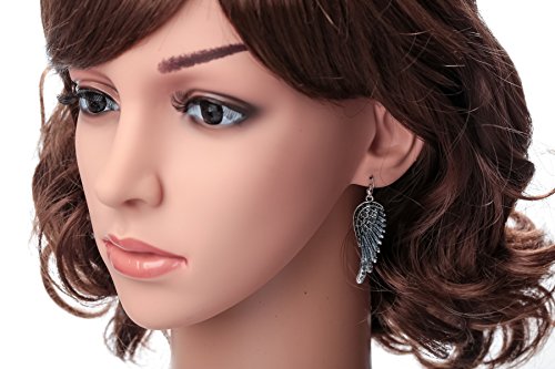 Szxc Women's Crystal Guardian Angel Wings Hypoallergenic Dangle Earrings Biker Jewelry - 2 1/4 inch - color: Grey