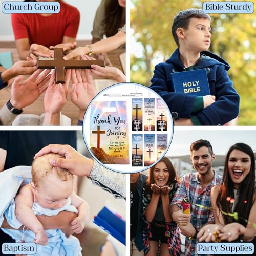 Supervitae 108 Pcs/36 Sets Church Welcome Gift Pockets Bulk Church Visitor Gifts 36 Religious Brochure Bags with Handle 36 Thank You for Joining Us Ballpoint Pen 36 Bookmark for Christian Supplies - style: Thank You for Joining Us