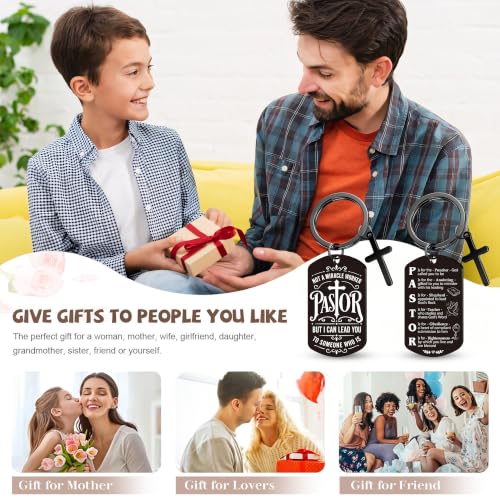 Keychain for Men Boys, Dog Tag Style Key Chain, Black Key Rings Birthday Christmas Veteran Day Gifts - style: Pastor