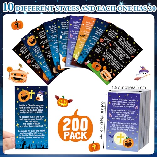 200 Pcs Halloween Prayer Cards Christian Pumpkin Gospel Tracts - style: Pumpkin