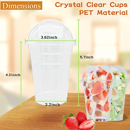Artpreti 25 Sets 12 oz Clear Plastic Parfait Cups with Dome Lids(NO HOLE) - Disposable Dessert Cups with Lids for Dips Snacks and Fruit Yogurt Smoothie Iced Cold Drinks, No Leaking - size: 12 oz - Dome Lid