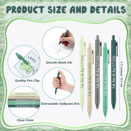 Sayglossy 20 Set Christian Gifts Bulk Fully Rely on God Frog Pens Bookmark