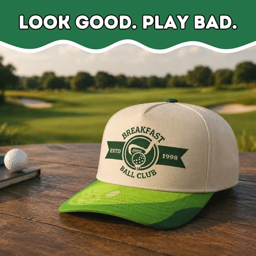 Trucker Hats for Men – Snapback Embroidered Design, Adjustable Fit – Funny Golf Hats, Fishing & Casual Wear - color: Breakfast Ball Club