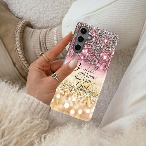 Compatible with Samsung Galaxy A17 5G Case,Case for Samsung Galaxy A17 Double-Layer Full Body Drop Protection,Moo Cow Print Design - color: Diamonds Glitter,Psalm 46:10, size: A17