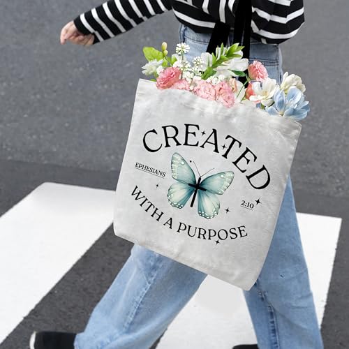 Christian Canvas Tote Bags - color: Created With a Purpose
