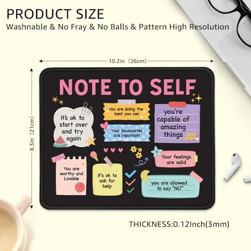 Note to Self Non-Slip Mouse Pad Inspirational Gifts for Women - color: Multi-Black 2