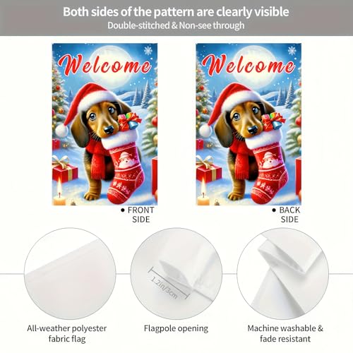 BlissYard Christmas Dachshund Dog Garden Flag 12x18 Inch Polyester - color: Dachshund Dog