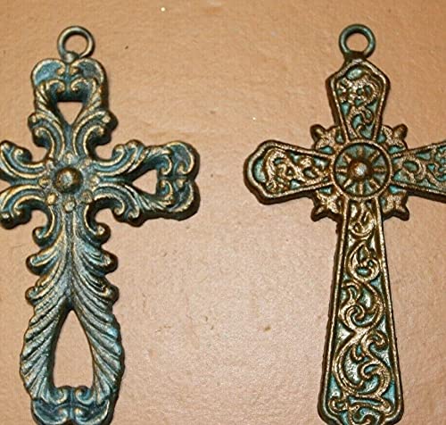 Old-World Mission Style Cast Iron Wall Crosses Gift Set - Corpus Christy Collection 6 Crosses