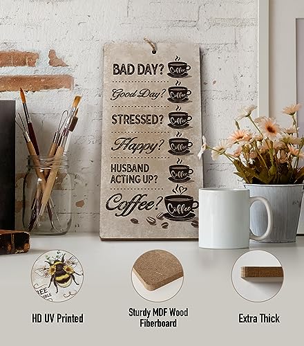 YZEXEZY Funny Coffee Quotes Sign for Coffee Drinker 12"x6" Retro Wall Art Plague for Home Office Cafe Station Decoration - style: Funny Coffee Quotes