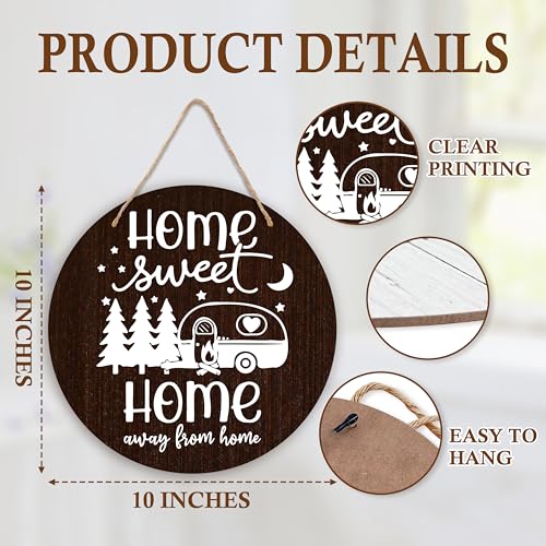 Welcome Sign For Front Door, Home Sweet Home Welcome Sign, House Warming Gifts, Camping Rustic Round Wooden Signs Decor, House Porch Hanging Camper Decor, Welcome Signs Decors -24 - style: Camping Rustic