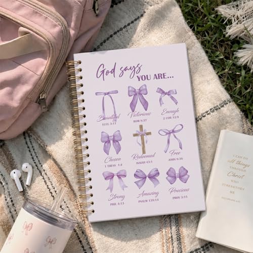 VONTP Bible Purple Bow Christian Notebook Journal for Women, 5.5 x 8.3 Inch - color: 001-Purple