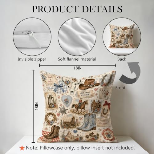 Retro Western Coastal Cowgirl Pillow Cover 18x18 Double-Sided - color: Color-22