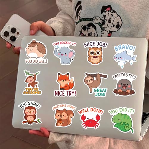 200PCS Holographic Animal Reward Stickers for Kids, Cute Inspirational Affirmation Stickers with Motivational Quotes for Water Bottles Laptops Journals, Teacher Reward Sticker for Classroom Students - style: 200 PCS Holographic Animal Inspirational Sticke