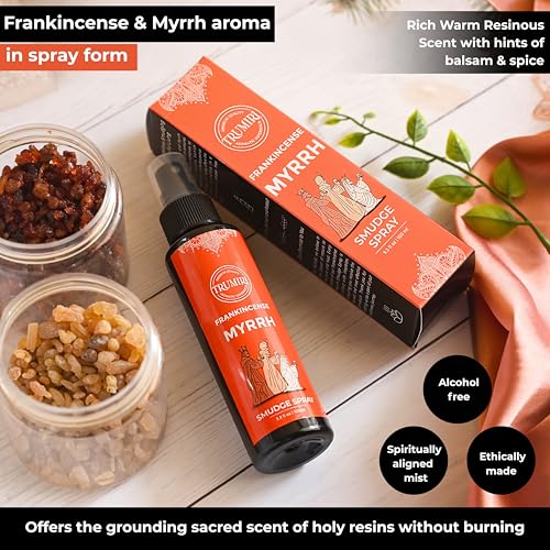 Frankincense and Myrrh Essential Oil Spray for Negative Energy Cleansing of Home - Non Toxic Natural Room Spray and Body Mist - Essential Oil Car Freshener - color: Frankincense & Myrrh, size: 1 Fl Oz (Pack of 1)