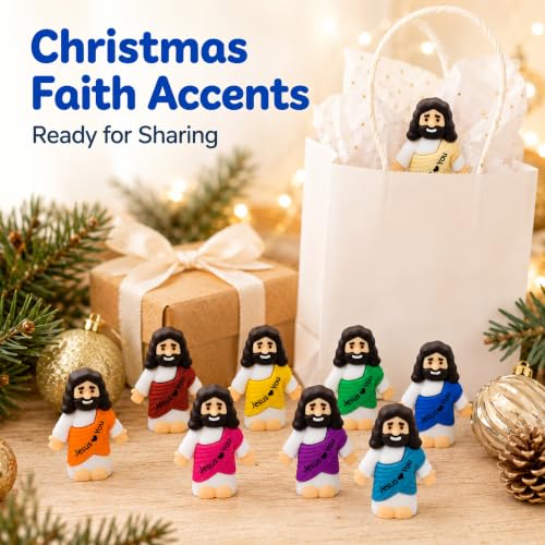 60 PCS Little Jesus Figures Mini Pocket Jesus Loves You Figurines for Easter Egg Stuffers Church Giveaways Baptism Religious Inspirational Gifts