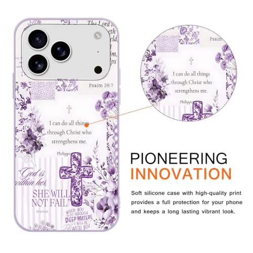 Christian God Phone Case for iPhone 16 6.1", Western Aesthetic Jesus Verse Bible Cross Design, Floral Flower Print Pattern Cover for Women Man, Soft Silicone Funda for iPhone 16, Purple - color: Purple